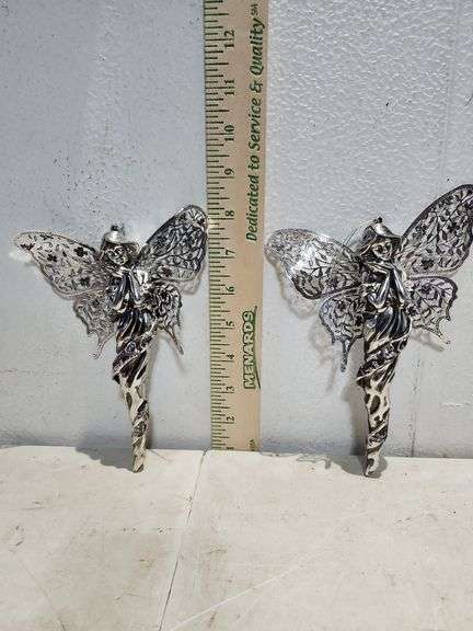 2 Plastic/Metal 7'' Angel Ornaments