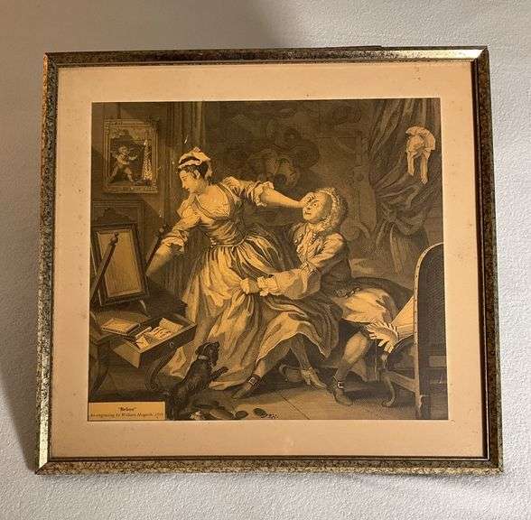 William Hogarth Engraving, Framed Print Titled "Before”