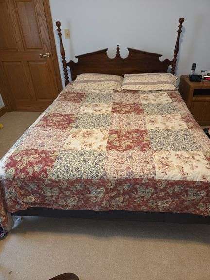 Full size bed includes bedding, box spring and mattress