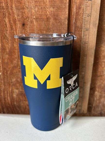 Orca Chaser 27 oz. Stainless Steel U.S.A. Made Tumbler Cup Michigan Color Logo