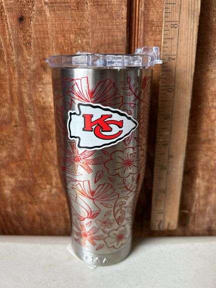 Orca Chaser 16 oz. Stainless Steel U.S.A. Made Tumbler Cup Kansas City Chiefs Floral Sketch