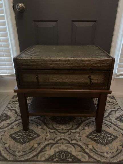 2 piece Ratan-like Table w/ Drawer