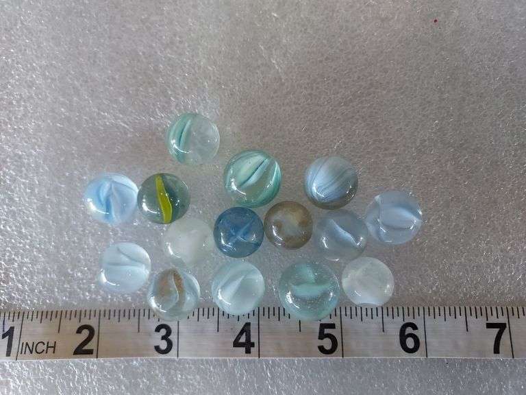 15 Assorted Vintage Blue Marbles