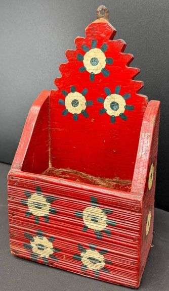 Antique Primitive Hand Painted Folk Art Wall Box
