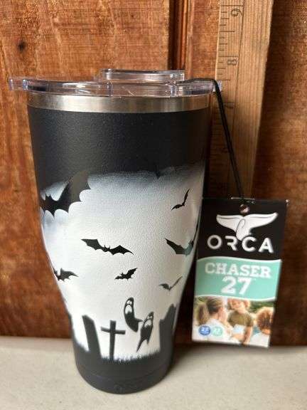 Orca Chaser 27 oz. Stainless Steel U.S.A. Made Tumbler Cup Misty Graveyard Black