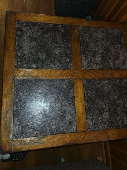 Wooden End table with marble top