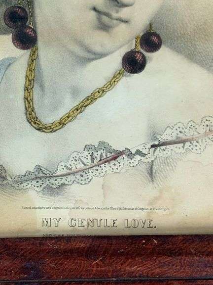 Original Currier and Ives Framed Lithograph Print Titled ‘My Gentle Love’