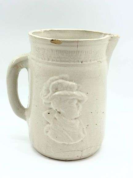 Early 19th C White Pottery Pitcher/ Diamond Stoneware?