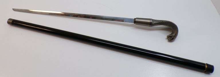 3 Foot Long Cane with Serpants head and hidden20" Long knife.