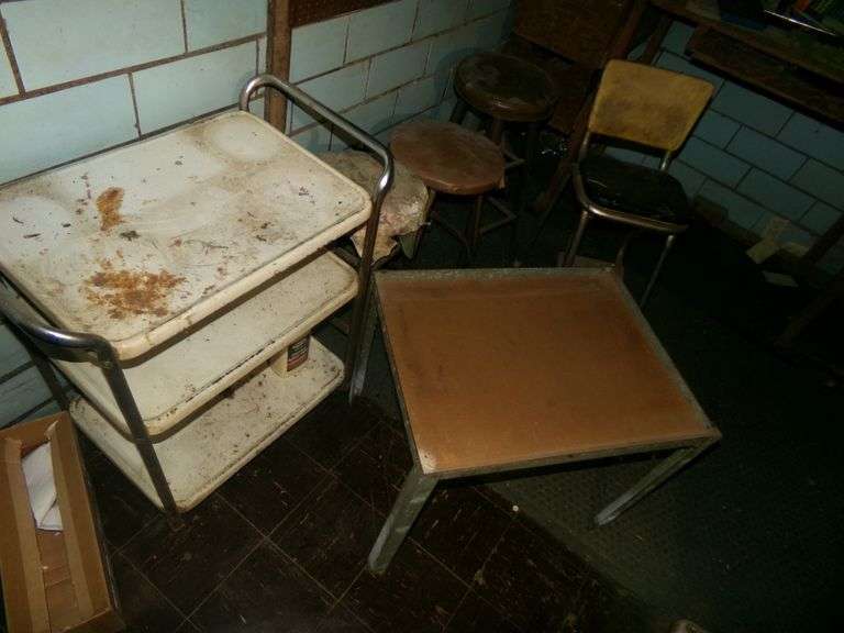 Stools, Metal Cart & Table