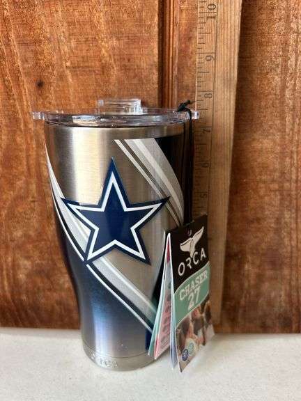 Orca Chaser 27 oz. Stainless Steel U.S.A. Made Tumbler Cup Dallas Cowboys Double Stripe Wrap