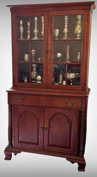 Antique Turned Column Break Front Cabinet