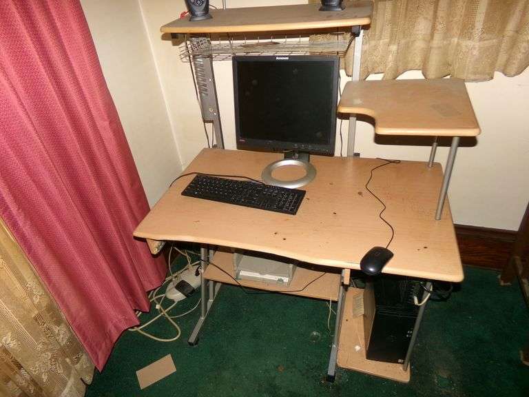 Computer Desk with Contents