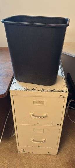 Two Drawer File Cabinet and Trash Can ￼