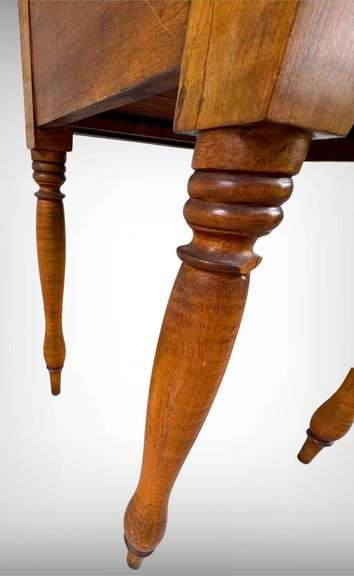 Antique 19th Century Turned Legged Tiger Maple Side Table