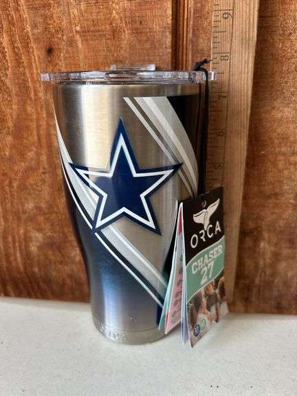 Orca Chaser 27 oz. Stainless Steel U.S.A. Made Tumbler Cup Dallas Cowboys Double Stripe Wrap