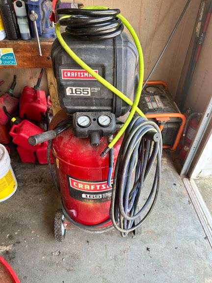 Craftsman 165 PSI vertical air compressor with hose - Auction Ohio