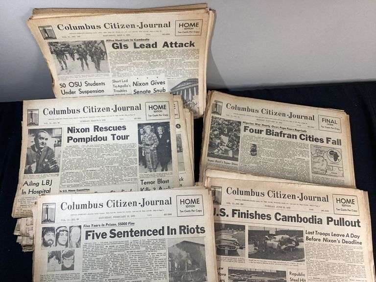 1970 Columbus Citizen Journal Historic Headlines Newspaper Lot