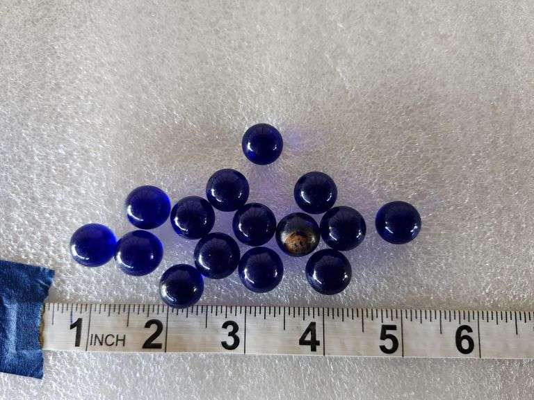 15 Assorted Vintage Blue Marbles