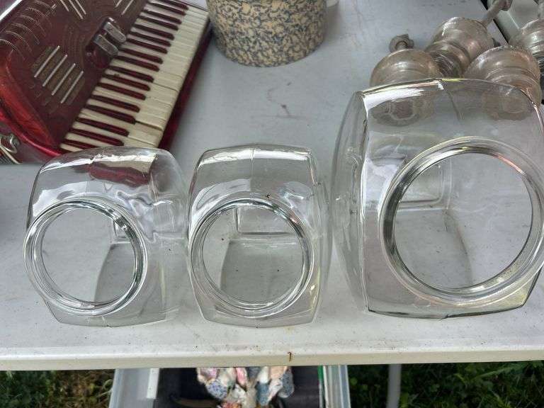 3 large glass containers