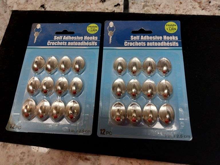 Two Packs of Self-Adhesive Hooks (24 Total)