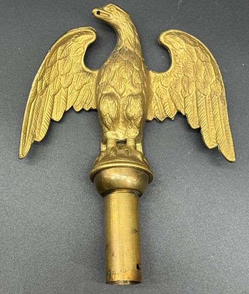 Beautiful Vintage Brass Eagle Flag Finial
