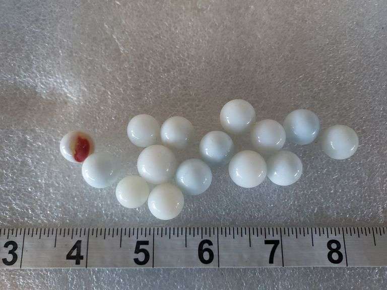 15 Assorted Vintage White Marbles
