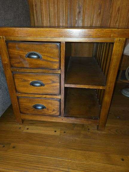 Wooden End table with marble top