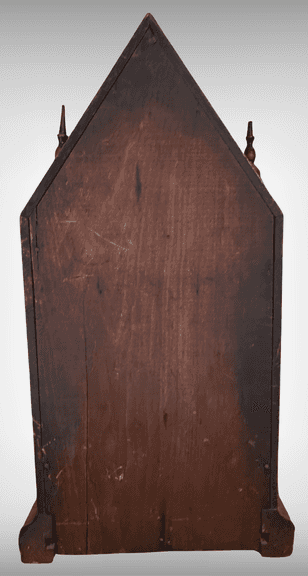 Antique Ansonia Wooden Shelf Clock With Reverse Painted Glass Panel