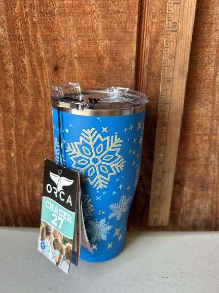 Orca Chaser 27 oz. Stainless Steel U.S.A. Made Tumbler Cup Snowflakes & Stars