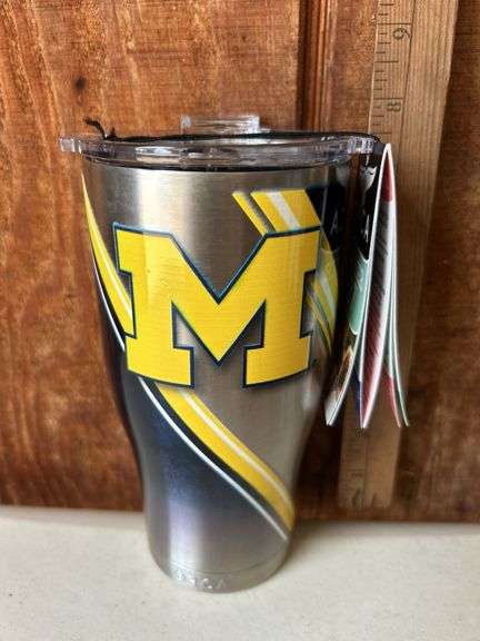 Orca Chaser 27 oz. Stainless Steel U.S.A. Made Tumbler Cup Michigan University Double Stripe Wrap