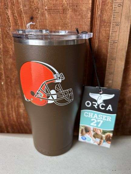 Orca Chaser 27 oz. Stainless Steel U.S.A. Made Tumbler Cup Cleveland Browns Color Logo