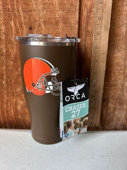 Orca Chaser 27 oz. Stainless Steel U.S.A. Made Tumbler Cup Cleveland Browns Color Logo