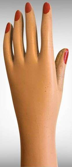 Vintage Fownes Est. 1777 Glove Display Mold with Red Nail Detailing