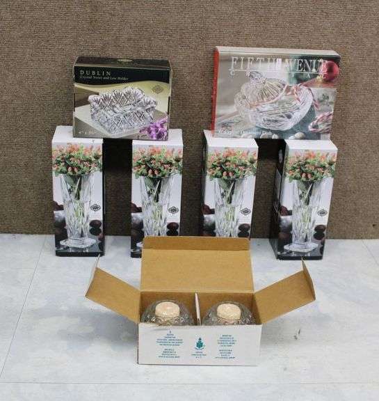 Crystal Items Including Shannon Vases, Dublin Holder, and Fifth Avenue Dish