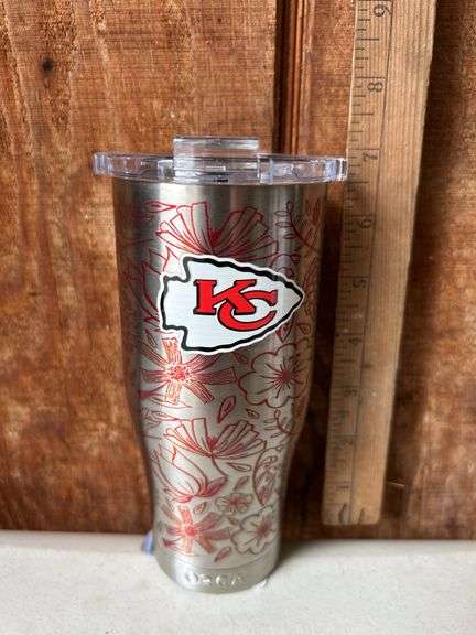 Orca Chaser 16 oz. Stainless Steel U.S.A. Made Tumbler Cup Kansas City Chiefs Floral Sketch