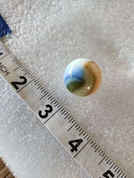 Vintage Small Brown/White/Blue Swirl Shooter Marble
