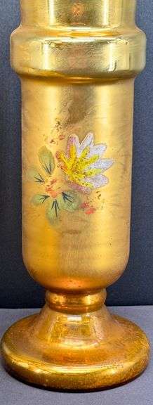 Antique Mercury Hand-Painted Glass Vases