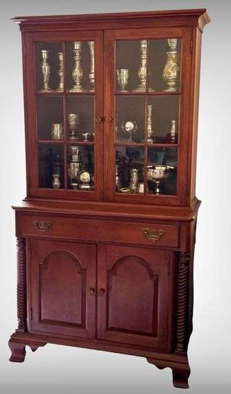 Antique Turned Column Break Front Cabinet