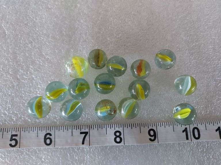 15 Assorted Vintage Yellow Marbles