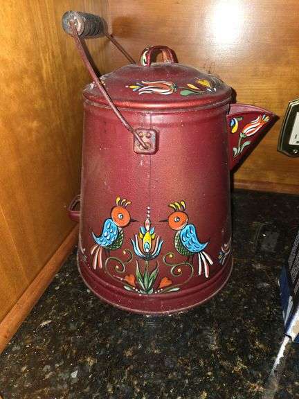 Vtg Hand Painted Metal Milk Crate