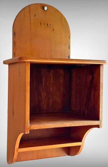 Antique Primitive Wall-Mounted Wooden Cabinet With Shelf