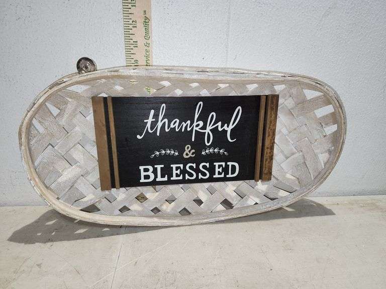 Thankful & Blessed Basket Sign 17.25''X9.25''X2.25''