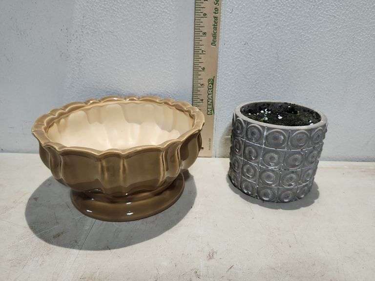 Pottery Planter 4.25"X8.25" And Fixed Pottery Planter 4.25"X4.75"