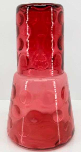 Antique Cranberry Thumbprint Glass Tumble Up