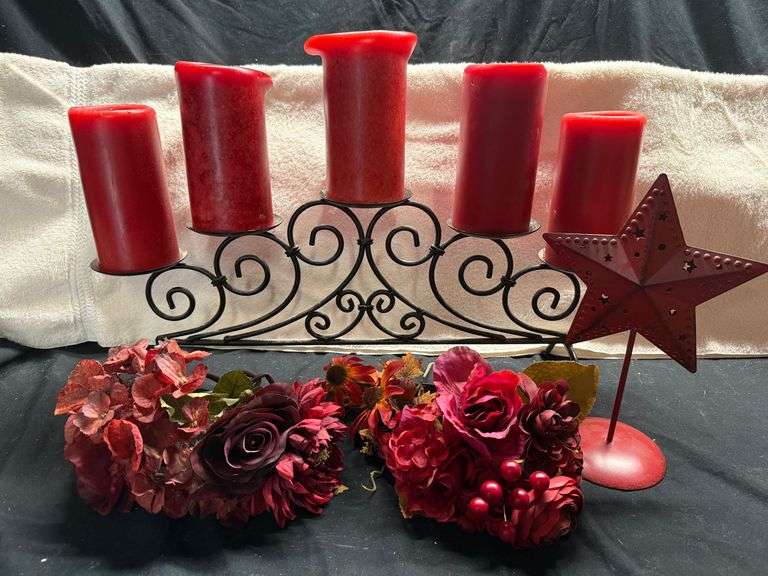 Iron Candelabra, Candles and Flowers