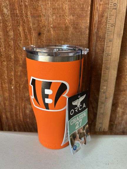 Orca Chaser 27 oz. Stainless Steel U.S.A. Made Tumbler Cup Cincinnati Bengals Color Logo