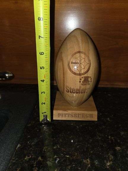 Wooden Steeler football and ornament