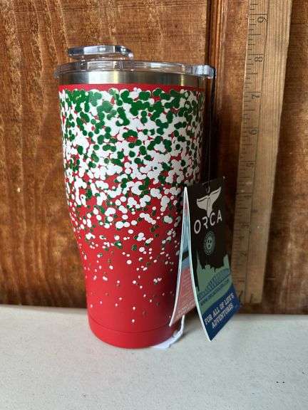 Orca Chaser 27 oz. Stainless Steel U.S.A. Made Tumbler Cup Christmas Confetti Red