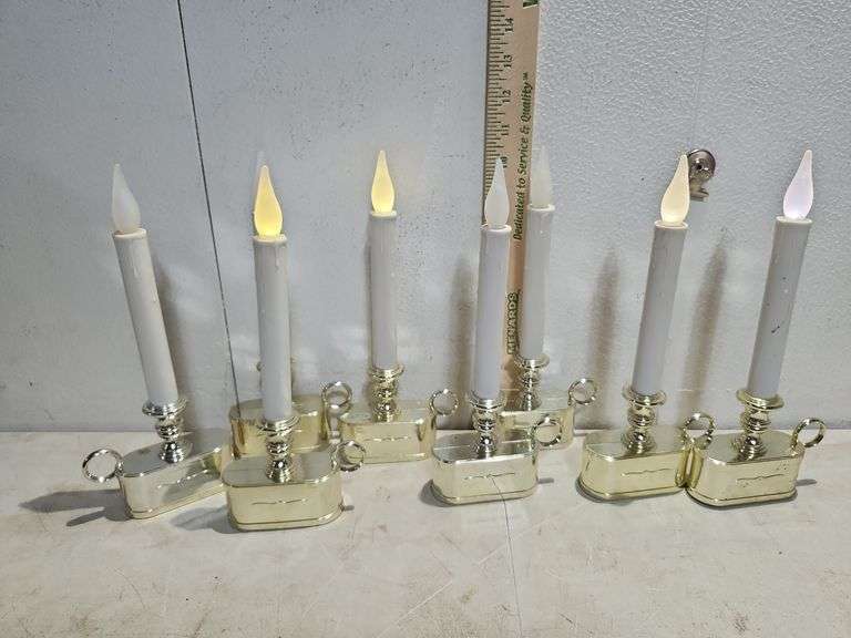 8 Battery Operated Candle Finger Lamps, Two Need Battery Compartments Cleaned